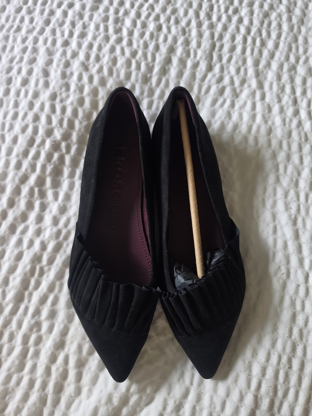 Aerosoles Black Pointed Flat with Pleated Detail